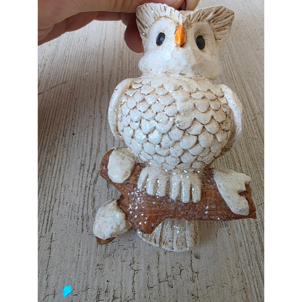 Glitter owl‎ ornament bird Xmas white tree